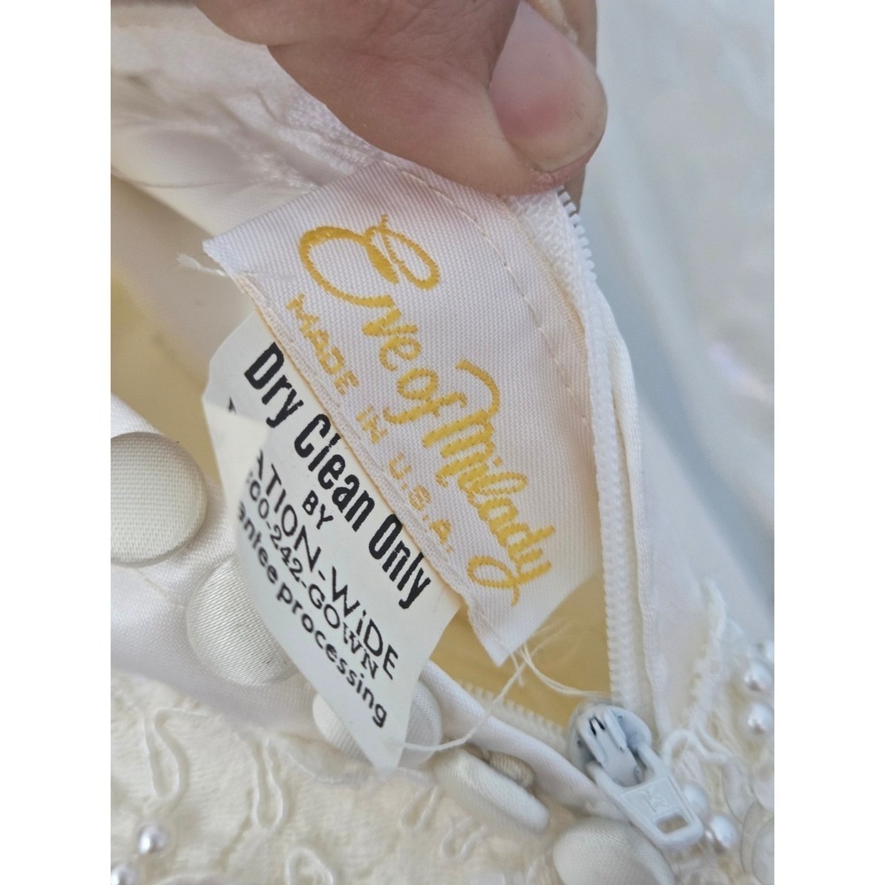 Eve of Milady Ivory Pearl Lace Puff Sleeve Gown Size 12 Bridgerton Regency Glam - Picture 7 of 13